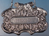 Sterling Silver Liquor Label "Sherry" with Grapes Motif #351 .66 ozt. (#5039)