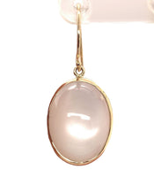 14k Yellow Gold Pair of Large Genuine Natural Moonstone Drop Earrings (#J6993)