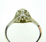 Art Deco 14k White Gold Genuine Natural Diamond Filigree Ring .10ct (#J839)