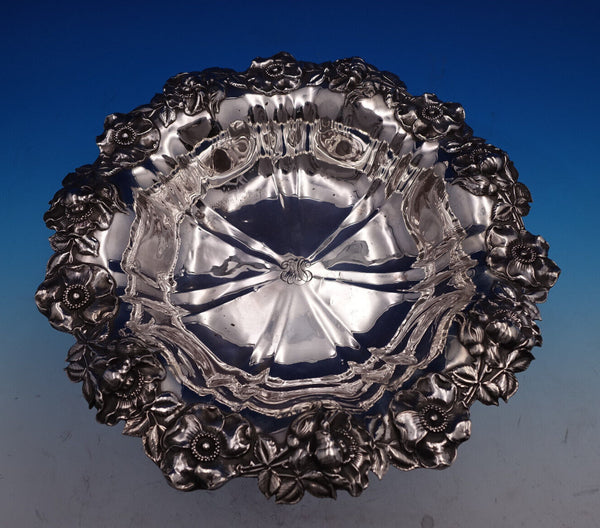 Floral by Unger Sterling Silver Fruit Bowl Large 0729 Wide Rose Border 11" #8207