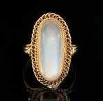 14k Yellow Gold High Dome Genuine Natural Moonstone Ring Handwrought (#J6495)