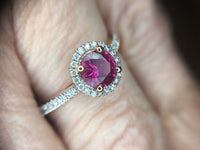 14k Rose Gold .72ct Pink Genuine Natural Sapphire Ring with Diamond Halo #J4450