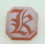 14K Gold Carved Agate Initial Pendant - Various Shapes Personalized New (#J2155)