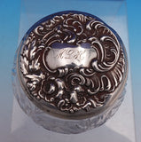 International Sterling Silver Cut Glass Dresser Jar #C173 2 3/4" x 3 1/4" #9239