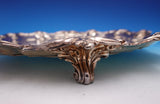 English Silverplate Salver Tray w/ Lion Crest Round Footed Floral 12" (#9202)