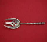 Dominick and Haff Sterling Silver Salad Serving Fork All Sterling Beaded 9 1/8"