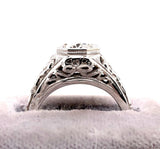 14k White Gold Filigree 3/4 Carat Genuine Natural Diamond Ring (#J5421)