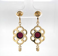 14k Yellow Gold 5 Carat TW Genuine Natural Garnet Double Drop Earrings (#J6321)
