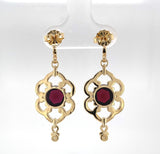 14k Yellow Gold 5 Carat TW Genuine Natural Garnet Double Drop Earrings (#J6321)