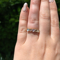 14k Yellow Gold Genuine Natural Moonstone Five-Stone Band Ring Size 6.75 #J6801