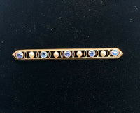 14k Antique Montana Sapphire and Pearl Bar Pin (#J5383)