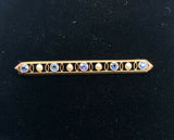 14k Antique Montana Sapphire and Pearl Bar Pin (#J5383)