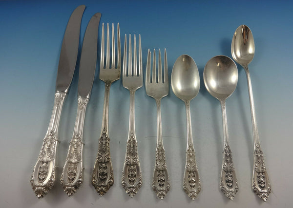 Rose Point by Wallace Sterling Silver Flatware Set For 8 Service 71 Pieces