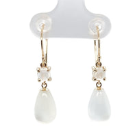14k Yellow Gold Genuine Natural Moonstone Briolette Drop Dangle Earrings #J7125