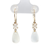 14k Yellow Gold Genuine Natural Moonstone Briolette Drop Dangle Earrings #J7125