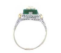 10k Gold Filigree Ring with Genuine Natural Green Onyx and Diamond Accent #J6597