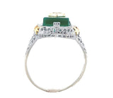 10k Gold Filigree Ring with Genuine Natural Green Onyx and Diamond Accent #J6597