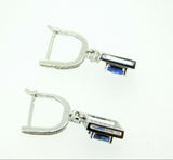 14k Gold Fine 1.20ct Blue Genuine Natural Sapphire Diamond Halo Earrings #J4442