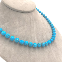 Fine 8mm Ithaca Peak Blue Genuine Turquoise Strand of Beads Necklace (#J7233)