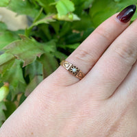 10k Rose Gold Victorian Seed Pearl Ring Hand Engraved Size 6.75 Jewelry (#J6292)