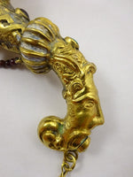 Asian Silver Gilt Tussie Mussie Posey Posy Holder w/ Garnets Turquoise (#J1244)