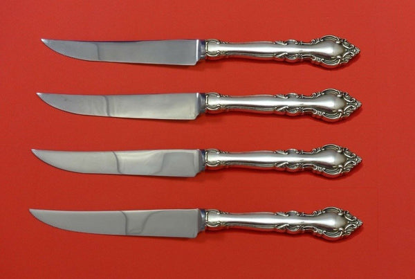 Malvern by Lunt Sterling Silver Steak Knife Set 4pc HHWS  Custom Made 8 1/2"