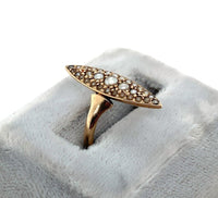 10k Yellow Gold Victorian Navette or Marquise Seed Pearl Ring Size 3.75 (#J6284)