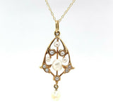 14k Yellow Gold Freshwater River Pearls Lavaliere Pendant (#J5462)