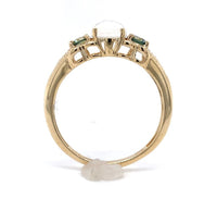 10k Yellow Gold 1.06ct Genuine Natural Moonstone and Green Sapphire Ring #J6462
