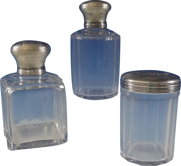 Christofle Sterling Silver Dresser Jar Set 3pc Two Round & One Square (#0747)