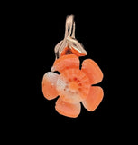 14k Rose Gold Pendant with Carved Genuine Natural Coral Flower Jewelry (#J7430)