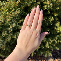 10k Rose Gold Victorian Band Ring with Seed Pearl and Garnets Size 6.5 (#J7118)
