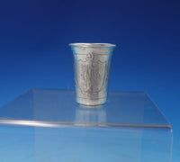 Russian .875 Silver Shot Glass Bright-Cut with Flowers 2" x 1 5/8" (#5178)