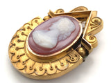 Victorian 14k Yellow Gold Genuine Natural Agate Cameo Pin / Pendant (#J6192)