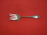 Chrysanthemum by Durgin Sterling Silver Beef Fork with White Green Enamel 7 1/2"