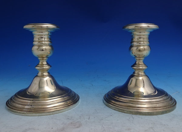 Old French by Gorham Sterling Silver Candlestick Pair #659 4 3/8" x 4 7/8" #8608