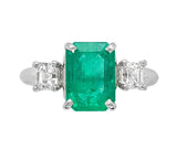 Platinum 3-Stone Ring 1.86 Carat Genuine Emerald w/ Diamonds GIA Report (#J7418)