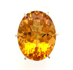 18k Yellow Gold Ring with a Huge 37 Carat Citrine Size 8.75 Easily Sized #J6336