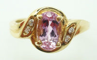 14K Gold 1.27ct Oval Pink Genuine Natural Topaz Ring with Diamonds (#J895)