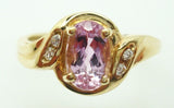 14K Gold 1.27ct Oval Pink Genuine Natural Topaz Ring with Diamonds (#J895)