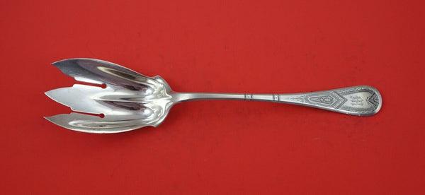 King William Engraved by Tiffany and Co Sterling Salad Serving Fork 10 1/2"