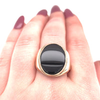 10k Yellow Gold Men's Genuine Natural Black Onyx Ring Jewelry (#J5675)