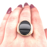 10k Yellow Gold Men's Genuine Natural Black Onyx Ring Jewelry (#J5675)
