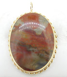 Large 10k Yellow Gold Oval Genuine Natural Agate Pin / Pendant (#J4256)