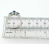 14k White Gold 1.49 Carat TW Blue Genuine Natural Sapphire 3 Stone Ring (#J555)