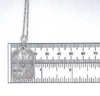 14k Gold Filigree Genuine Natural Rock Crystal Diamond Pendant Orig Chain #J6198