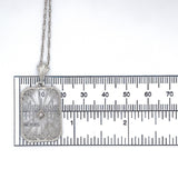 14k Gold Filigree Genuine Natural Rock Crystal Diamond Pendant Orig Chain #J6198