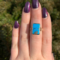 10k Rose Gold Victorian Kingman Genuine Natural Turquoise Ring Size 6.5 (#J6564)
