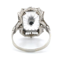 14k Gold Filigree Genuine Natural Rock Crystal Diamond Ring Size 8.75 (#J6498)