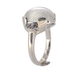 18k White Gold Large 8.68 Carat Genuine Natural Moonstone Diamond Ring (#J7008)